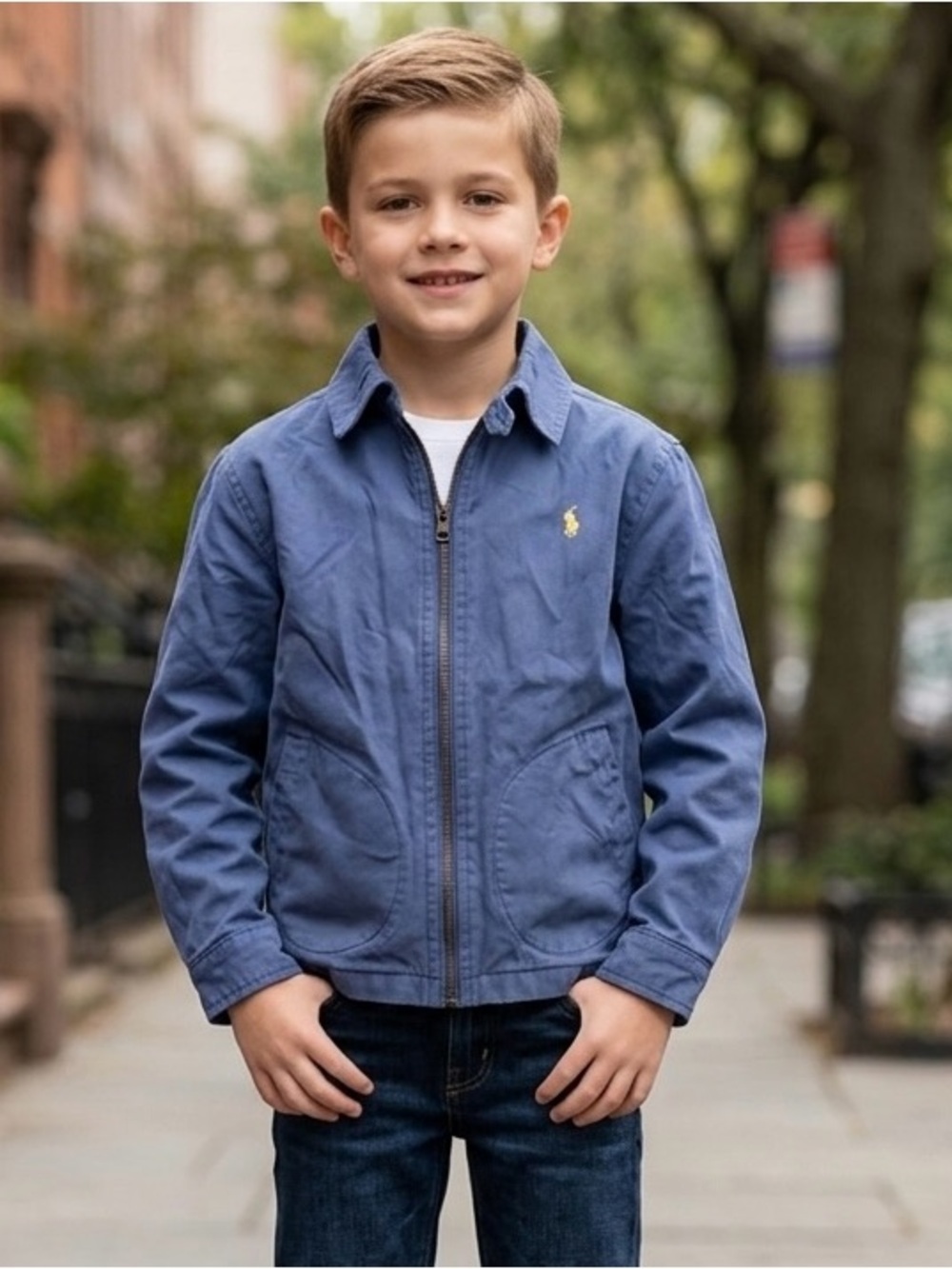 Ralph Lauren Boys' Blue Zip-Front Jean Jacket with Polo Logo
